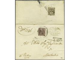 Eagle 10 centesimi black on rose without dot and Eagle 25 centesimi black on light brown without dot (on reverse) on cover (v
