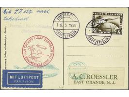 Südamarikafahrt 1930. 4 mark brown on picture postcard 19-5-1930, stage Friedrichshafen-Lakehurst, with all the relevant cach
