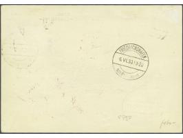 Südamerikafahrt 1930. 2 mark blue and 4 mark brown on card Around the World flight with special cachet type I to The Hague (T