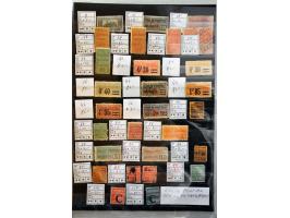 Railway stamps and fiscal stamps on 2 stockcards