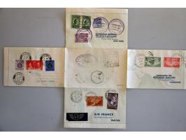 Around the World Airmail cover Paris 17-10-1937 via Natal (Brazil) 21-10-1937, New York 25-10-1937, Hong Kong 9-11-1937 and r