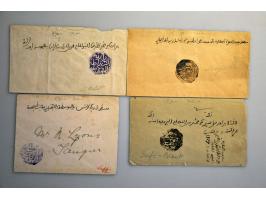 8 stampless covers around 1900 with octogonal courrier cachets in Arabic including Mogador in black and Saffi in violet and b
