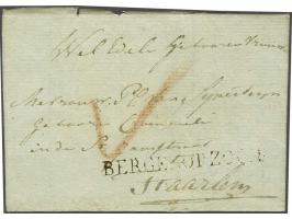  BERGEN OP ZOOM vrijwel pracht afdruk Massanstempel in zwart op brief Hoogerheide en 4 Aout 1809 naar Haarlem, port V stuiver