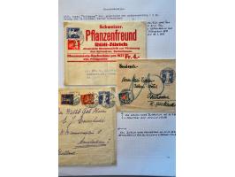 collection of about 300 newspaper wrappers mainly used with additional frankings, registered, foreign destinations, illustrat
