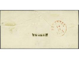Bolsward B (Ey 175) op 10 cent karmijn plaat I pos. 18 op kleinformaat briefomslag van Workum (langstempel achterzijde) 13-10