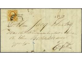 Bommel B (Ey 600) op 15 cent donkeroranje op vouwbrief 19-5-1852 via Kleef naar Krefeld, pracht ex. (brief enkele vouwtjes en
