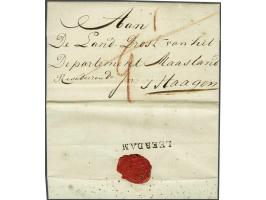  LEERDAM pracht afdruk Massanstempel in zwart op achterzijde brief Marienweerd de 5. Wintermaand 1809 (december) naar 's Haag