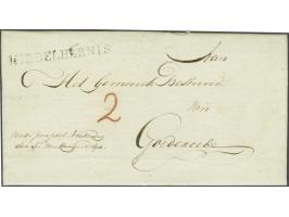  MIDDELHARNIS pracht afdruk Massanstempel in zwart op brief den 5 Hooymd 1810 (juli) naar Goedereede, port 2 St., 8 ex. beken