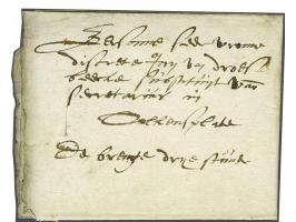 Notitie den brengher drije stuiver op frisse complete brief Dordregt den XX7 novmb 1590 naar Ooltgensplaat 