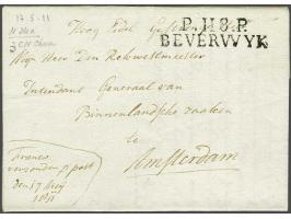 P.118.P. BEVERWIJK in zwart, pracht afdruk op frisse brief 17 mei 1811 naar Amsterdam, 2 déc. vooruitbetaald port