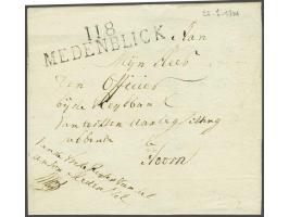 118 MEDENBLICK in zwart, pracht afdruk op frisse brief naar Hoorn 22 juli 1814, portvrij, afzender Vrede Regter