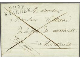 P.118.P. NAARDEN in zwart, pracht afdruk op frisse brief (geplakt scheurtje) naar Maestricht 7 sept. 1813, op achterzijde ver