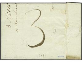 P.118.P. SCHOONHOVEN in zwart, deels dubbele afdruk op frisse brief 21 nov.1812 naar Amsterdam, 3 déc vooruitbetaald port, ke