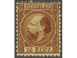 15 cent oranjebruin type I tanding 12¾ x 11¾, pracht ex, met certificaat Vleeming 2015, cat.w. 1210