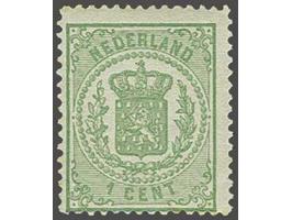 1 cent groen tanding 13¼ grote gaten, miniem bruin tandje, cat.w. 340