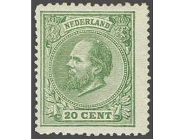 20 cent groen tanding 13¼ x 14 kleine gaten, pracht ex. met papierrestje achterzijde, cat.w. 880