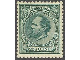 22½ cent blauwgroen tanding 12½ grote gaten, pracht ex., cat.w. 400