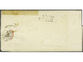  DÉB 124 EMBDEN pracht afdruk in zwart op achterzijde gedrukte onfrisse brief (versterkt met tape) Paris le 24 février 1812 n