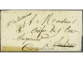  DÉB 124 EMBDEN pracht afdruk in zwart op achterzijde gedrukte onfrisse brief (versterkt met tape) Paris le 24 février 1812 n