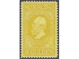 5 gulden goudgeel op roomkleur met certificaat Moeijes 1984, cat.w. 740