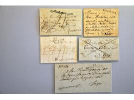 Departementstempels 93 BERG OP ZOOM (1812), 93 BREDA (rood 1812), gekapt P.  P. BREDA (omslagen zwart 1814 en rood 1834), 95 