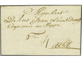 Droogstempel B:OP:Z: op frisse brief van Wouw 7 Xber 1772 naar Acht, port 4 St.