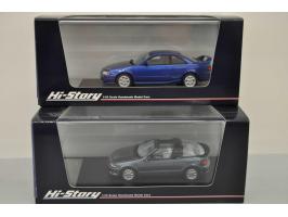 Toyota Sera 1991, Hi-Story, 1:43, blue, Near Mint (bit dusty), Toyota Corolla Levin BZ-R AE111 2000, Hi-Story, blue, 1:43, Ne