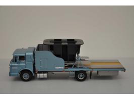 Shelby Cobra Race Car Transporter 1964, Exoto, 1:43, blue, Near Mint (outer carton slightly damaged).