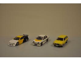 Opel Astra GSI, Opel Collection, 1:43, white, Excellent (no box), Opel Kadett C 2-door, Minichamps, 1:43, yellow, Excellent (