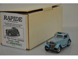 BSA Scout Airline Coupé 1938, Rapide / Sun Motor Co, hand built, 1:43, blue, Mint.
