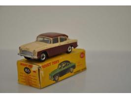 Humber Hawk, Dinky Toys England (with windows), No 165, 1:43, creme/dark red, Good Plus (paint damages, text written on licen