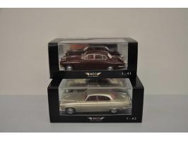 Jaguar MK10, Neo Scale Models, 1:43, gold, Near Mint (left wiper broken), Jaguar 420G, Neo Scale Models, 1:43, dark red, Near