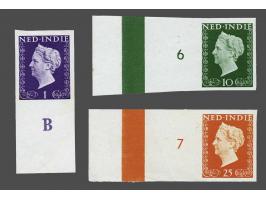 Koningin Wilhelmina, 1, 10 en 25 gulden, ongetande proeven, met velrand, PC 308-309 en 25 gulden niet vermeld, pracht ex.