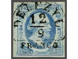 Delfzyl A (Ey 200) goed op 5 cent lichtblauw plaat III pos. 30, pracht ex.