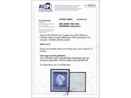 Hartz 1 gulden paars met variëteit dubbele opdruk, certificaat Vleeming 2019, cat.w. 850