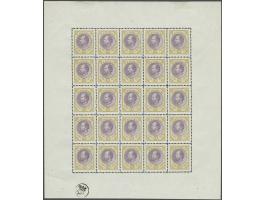 Willem III 2½ gulden in compleet vel van 25 ex. zonder gom zoals uitgegeven, pracht ex., cat.w. 1500++ 
