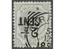 Hulpzegel 2½ cent op 30 cent grijs, variëteit opdruk kopstaand, vierkantstempel CURACAO 5/12/1895, pracht, cat.w. 650, attest
