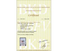 Hulpuitgifte 10 op 25 cent ultramarijn tanding 11½ x 12, pracht ex. met certificaat Ned. Bond 2002, cat.w. 825