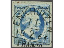 Enkhuizen C (Ey R) mooi op 5 cent blauw plaat IV pos. 95, pracht ex. Zeldzaam stempel, het Corinphila archief meldt 10 afdruk