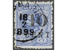 Hulpuitgifte 10 op 25 cent ultramarijn tanding 12½ x 12 type I met opdrukfout gebroken T, pracht ex. met certificaat Vleeming