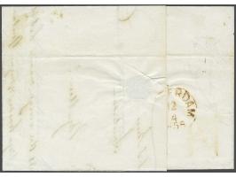 Enschede B (Ey 250) luxe op 15 cent donkeroranje pos. 4 met velrand op frisse vouwbrief 11-4-1855 naar Amsterdam. Een plaatje
