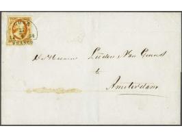 Goor B (Ey 175) op 15 cent donkeroranje pos. 18 op briefomslag 27-4-1854 naar Amsterdam, pracht ex. (vlekje voorzijde)