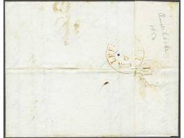 Heerenveen A (Ey 75) mooi op 5 cent blauw plaat I op vouwbrief 2-8-1853 naar Leeuwarden met tevens Na Posttijd in rood, prach