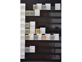 puntstempels, collectie tussen 1-255 op diverse waarden en emissies w.b. mooie afdrukken en betere kantoren, totaal ca. 300 e