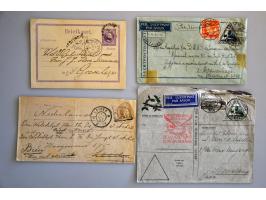 ongeveer 150 poststukken w.b. veel bijzondere vluchten naar Indië (o.a. ramppost Uiver) in doosje  