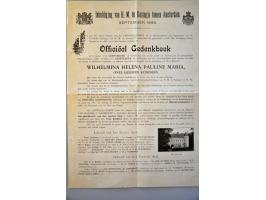 ruim 100 post(waarde)stukken waarbij aankondiging juli 1898 boek over kroning Wilhelmina in originele envelop