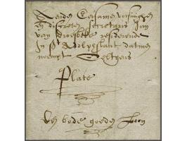 Complete brief Delft 1596 naar Ooltgens Plate met geschreven bemerking De bode goede Loon, zeldzame aanduiding, brief enigszi