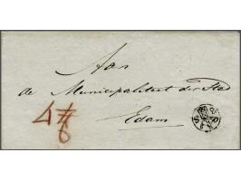 Drie Stuiver H (Adema H8) luxe afdruk op frisse gedrukte brief In den Hage 17 September 1795 naar Edam, port in rood krijt 6 