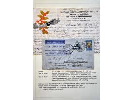 luchtpost "Airmailpaper from 5 grams to Aerogram", kleine collectie van 12 enveloppen w.b. enkele rampstukken en per KLM verv
