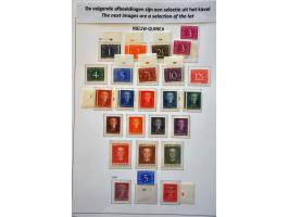 collectie ** w.b. kleine UNTEA opdrukken (niet compleet), enkele opdrukvariëteiten (deels dubieus/vals) etc. op albumbladen